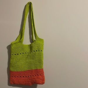 watermelon themed knit tote bag